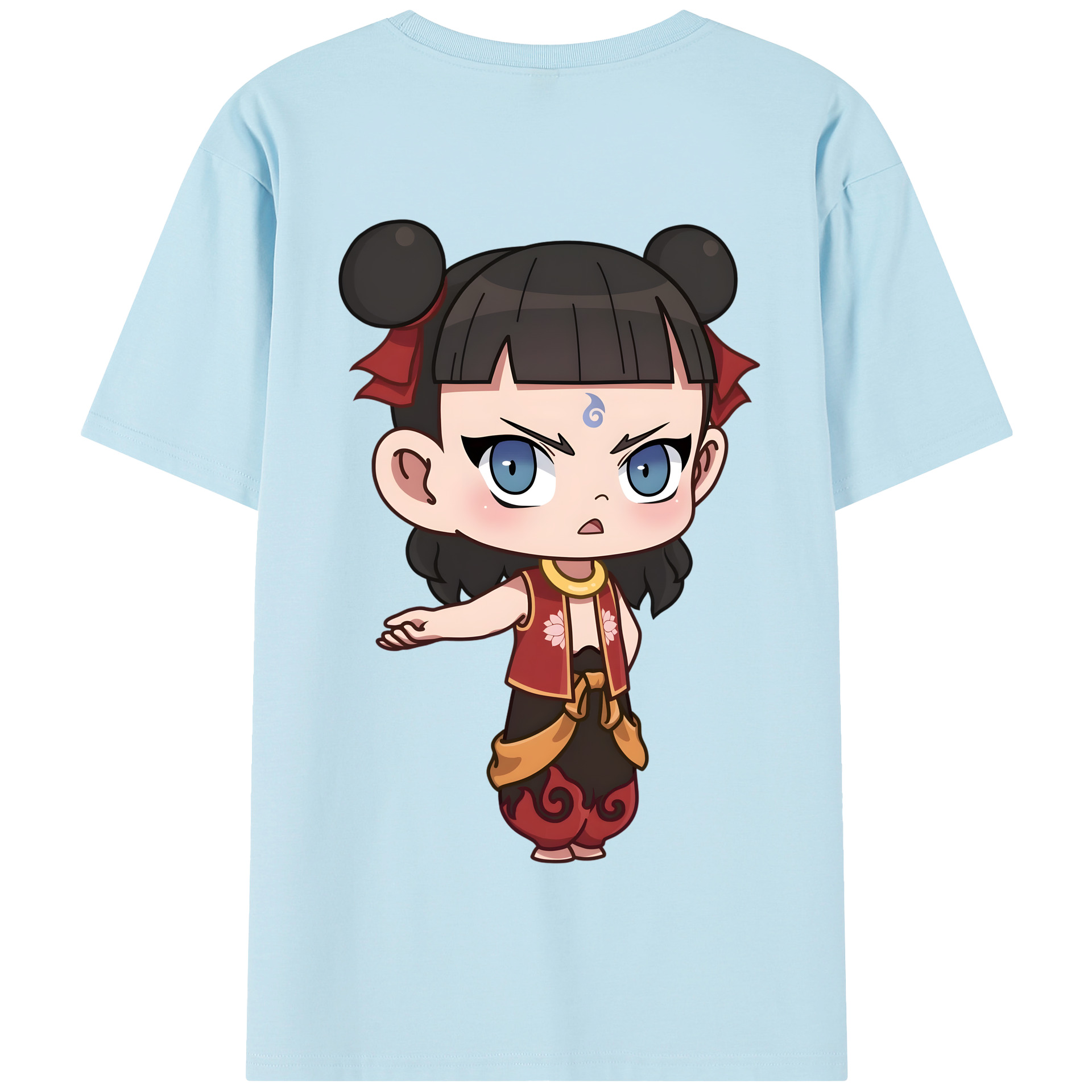 （画像用） Ne Zha 2 ナタ 魔童の大暴れ 綿100％半袖Tシャツ（背面プリント）